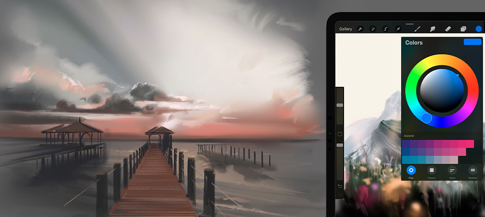 Курс Procreate, цифровой скетчинг на iPad. Пейзажи.