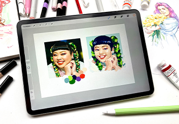 Работа от пятна. Женский портрет