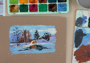 Упражнение: "Снег". Тонированная бумага