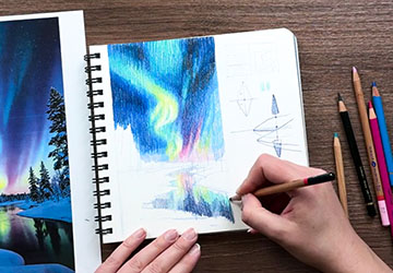 Северное сияние. Рисуем небо