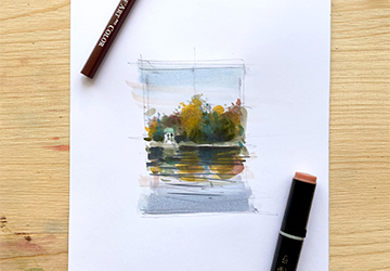 Отражения осеннего парка. Эскиз