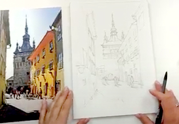 Улица с башней. Построение