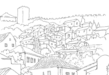 Крепостная стена в Обидуше. Линейная отрисовка