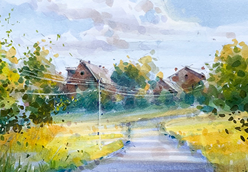 Эпизод с закатной дорогой. Зелёные деревья и травы