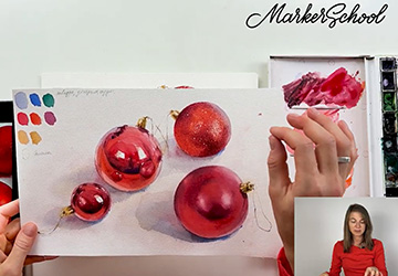 Блёстки в акварели