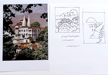 Королевский дворец в Синтре. Воздушная перспектива в городских и ландшафтных композициях