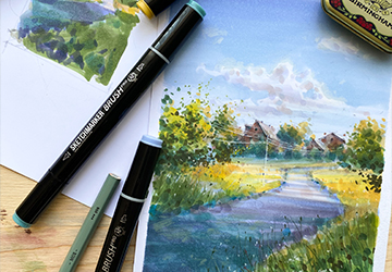 Эпизод с закатной дорогой. Завершение: детализация карандашами