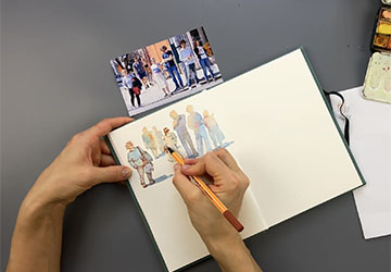 Зарисовка группы людей "от пятна"