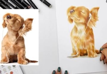 Щенок в наушниках. Этап деталировки.