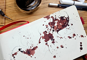 Осьминог. Разворот с пятнами туши (часть 1)