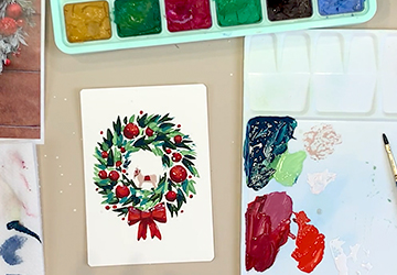 Новогодний венок. Открытка