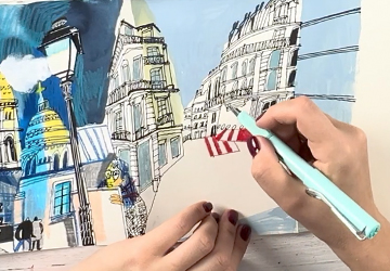 Велосипед на Монмартре. Часть 2 (прорисовка зданий)