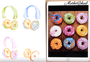 Пончик с наушниками: анализ и поиск цветового решения