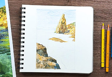 Морская бухта. Рисуем скалы