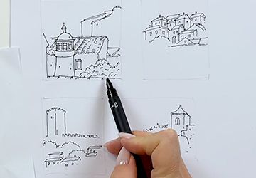 Воздушная перспектива, текстура деревьев и камней