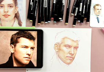 Мужской портрет в ¾. Работа с цветом