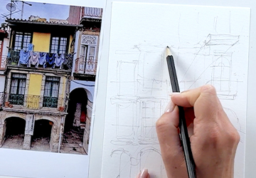 Балкон в Порту. Карандашная разметка