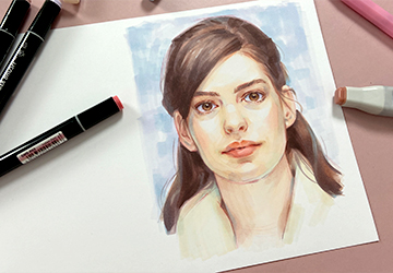 Женский портрет. Анфас. Волосы