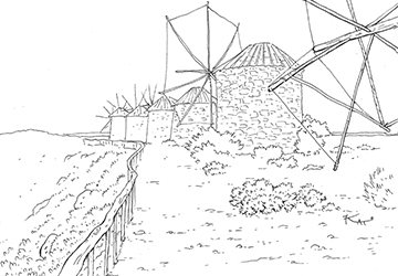 Ветряные мельницы. Линейная отрисовка