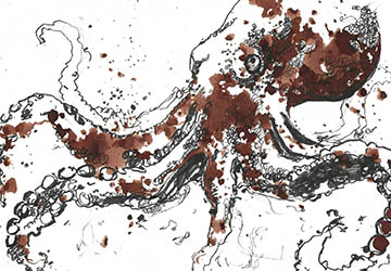 Осьминог. Разворот с пятнами туши (часть 2)