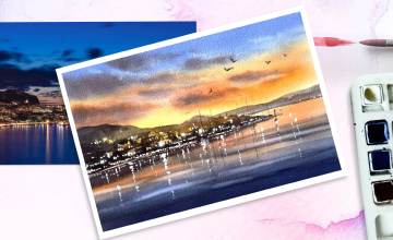 НОЧНЫЕ ОГНИ. Акварель