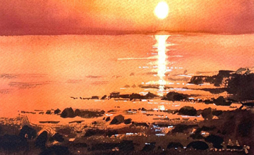 МОРСКОЙ ЗАКАТ акварелью