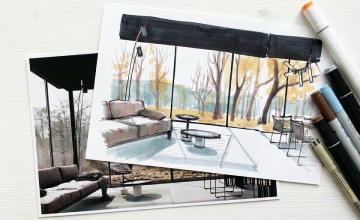 Интерьер с пейзажем