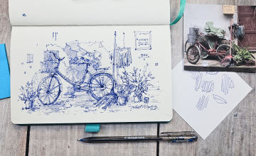 ВЕЛОСИПЕД, Графика синей ручкой