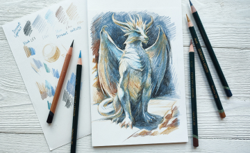 Дракон карандашами