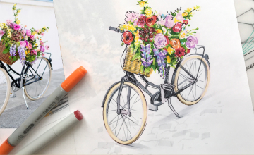 ВЕЛОСИПЕД С ЦВЕТАМИ в перспективе