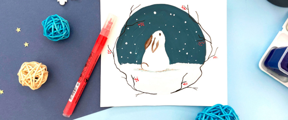 ЗАЯЦ В СНЕГУ